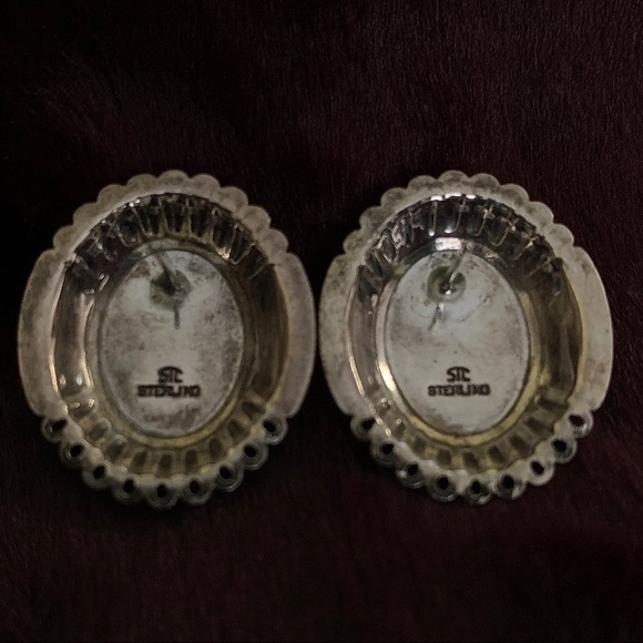 Onyx Concho Sterling Vintage Skyway earrings - Picture 2 of 8